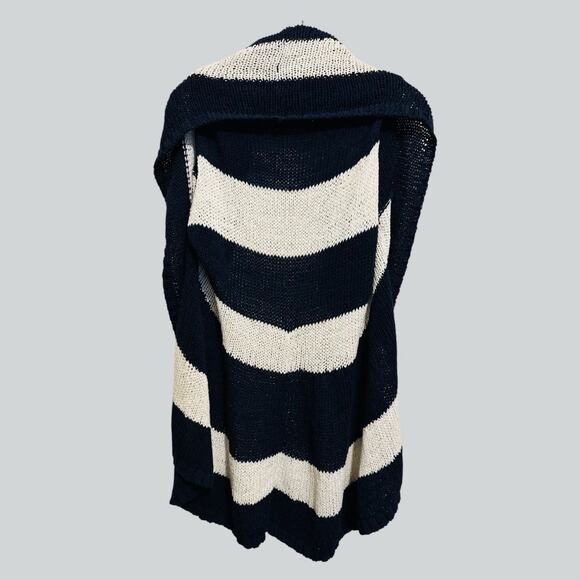 CAbi #679 Womens Nautical Stripe Skipper Sweater Vest Wrap Blue White Knit Sz M - Picture 2 of 9
